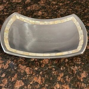 TOWLE silver dish with mother of pearl trim